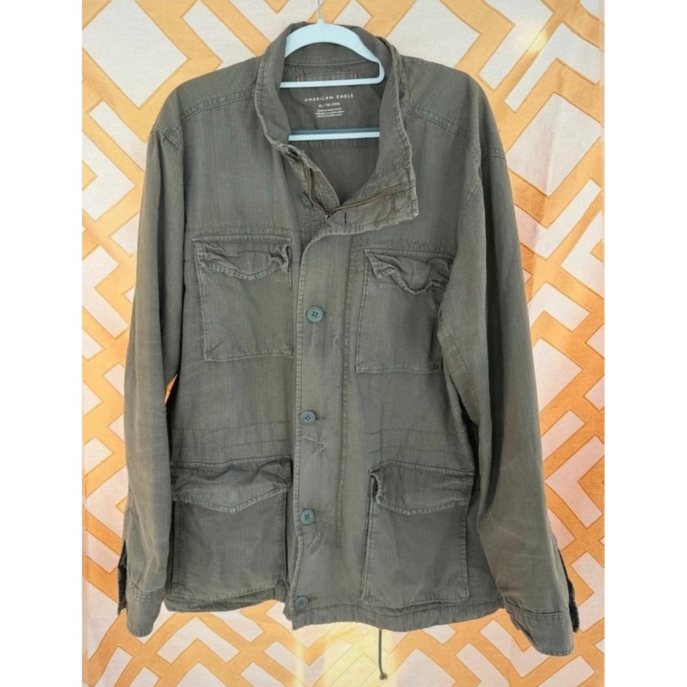 American Eagle Olive Green Utility Field Jacket Womens XL Ripstop Cargo Pocket